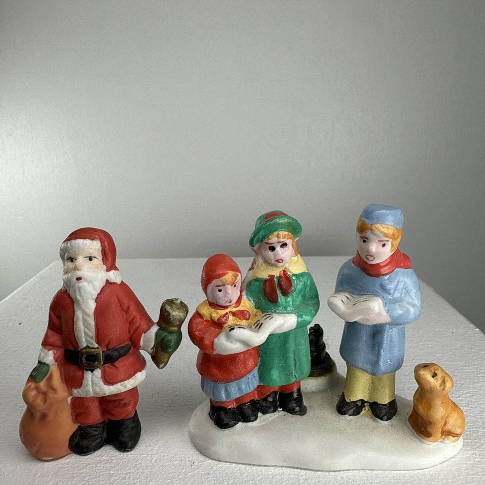 Vintage Lemax Dickensville Bell Ringers Christmas Decoration + Santa VTG